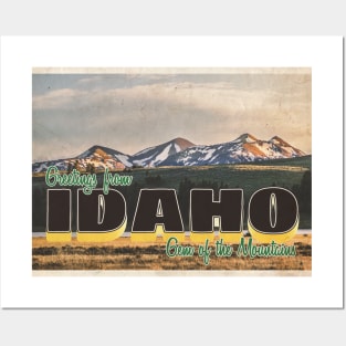 Greetings from Idaho - Vintage Travel Postcard Design Posters and Art